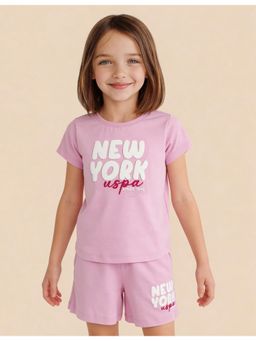 U.S. POLO ASSN. - Girls Typographic Printed Regular Fit T-shirt