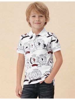U.S. POLO ASSN. - Boys Graphic Brand Printed Regular Fit Polo T-Shirt