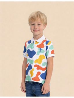 U.S. POLO ASSN. - Boys Abstract Printed Regular Fit Polo T-Shirt