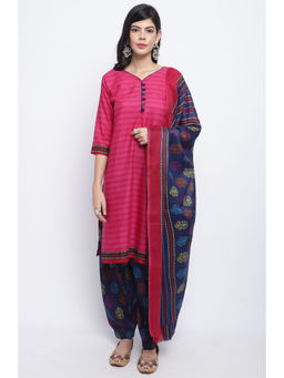 Rajnandini - Pink Cotton Printed Salwar Suit (Set of 3)