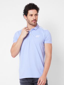 Spykar - Polo Collar Half Sleeves Blue T-Shirt for Men