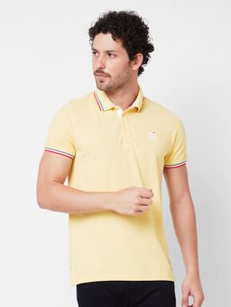 Spykar - Polo Collar Half Sleeves Yellow T-Shirt for Men