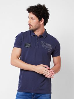 Spykar - Polo Collar Half Sleeves Grey T-Shirt for Men