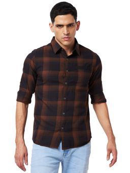 Spykar - Khaki Checked Shirt for Men