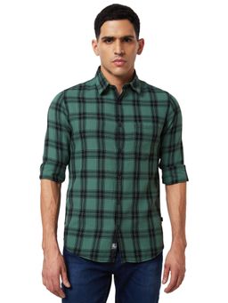 Spykar - Green Checked Shirt for Men