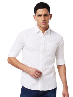 Spykar - White Solid Shirt for Men