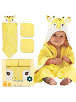 NINTARA BABY - Yellow Bamboo Hooded Towel with 2 Face Towels (6-12 Months)