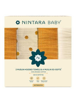 NINTARA BABY - Multi-Color Bamboo Bath 2 Hooded Towels with 4 Face Towels (6-12 Months)