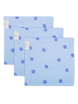 NINTARA BABY - Blue So-Softs Muslin Face Towels (Pack of 3) (6-12 Months)