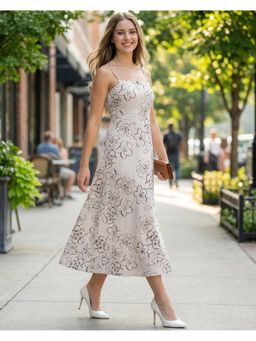 Bewakoof - Womens Off White All Over Printed Flared Dress