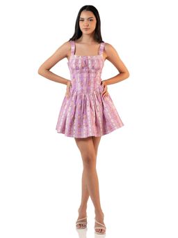 Pretty Pixie - Lilac Floral Stripe Mini Dress