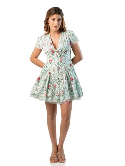 Pretty Pixie - Mint Green Tie-Neck Cap Sleeve Mini Dress