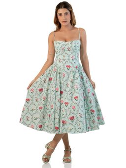 Pretty Pixie - Mint Floral Bustier Midi Dress