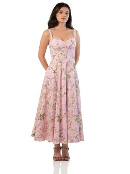 Pretty Pixie - Blush Pink Floral Lace-Up Corset Tiered Maxi Dress