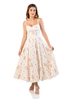 Pretty Pixie - Ivory Floral Bustier Maxi Dress