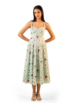 Pretty Pixie - Mint Floral Corset Midi Dress