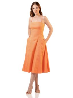 Pretty Pixie - Orange Spaghetti Strap Midi Dress