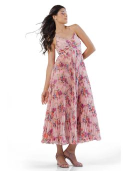 Pretty Pixie - Blush Pink Pleated Floral Maxi Dress