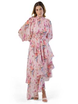 Pretty Pixie - Blush Pink Floral Chiffon Maxi Dress
