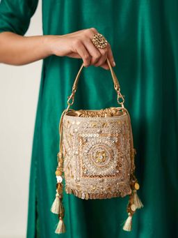 Vaaya - Gold The Maharani Potli Bag With Detachable Straps