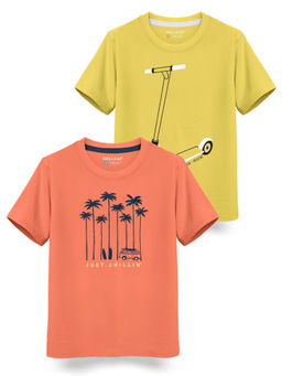 HELLCAT - Trendy Saffron Toddler Yellow Graphic T-Shirts (Pack of 2)