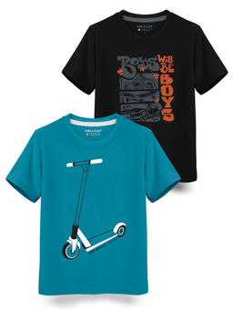HELLCAT - Trendy Aqua Black Graphic T-Shirts (Pack of 2)