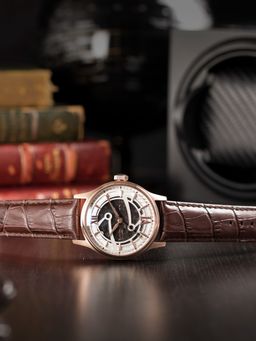 Earnshaw - Bauer Automatic Skeleton White Round Dial Mens Watch - ES-8801-02