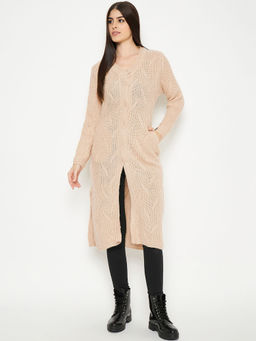 Creative Line - Beige Solid Knitted Coat