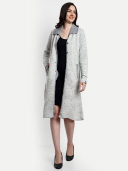 Creative Line - Grey Women Knitted Wool Long Coat