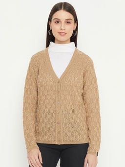 Creative Line - Beige Solid Knitted Cardigan