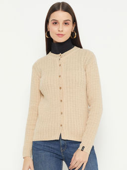 Creative Line - Beige Solid Knitted Cardigan