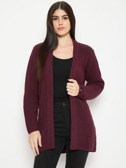 Creative Line - Maroon Solid Knitted Coat