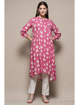 Biba - Women Purple Rayon A-Line Printed Kurta