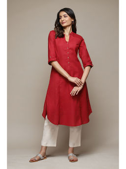 Biba - Women Red A-Line Solid Kurta