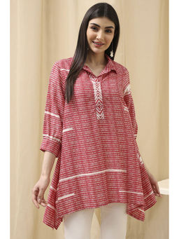 Biba - Women Red Viscose Rayon Printed Short Kurti