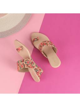 Metro - Women Beige Wedge Sandal Heels