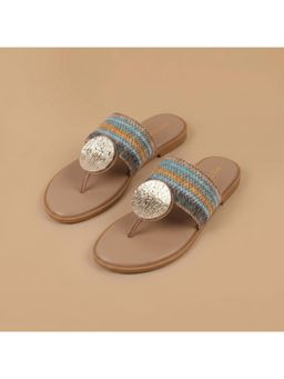 Metro - Women Beige Open Toe Flats