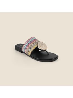 Metro - Women Black Open Toe Flats