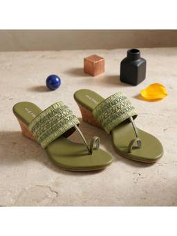 Metro - Women Green Wedge Sandal Heels