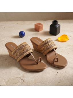 Metro - Women Tan Wedge Sandal Heels