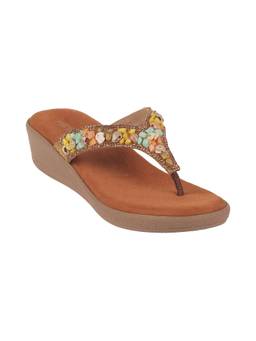 Metro - Women Brown Wedge Sandal Heels