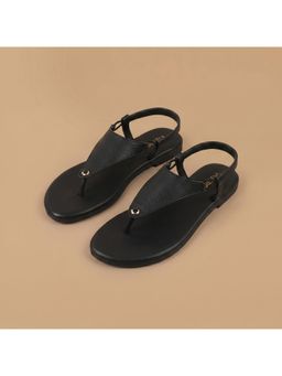 Metro - Women Black T-Straps Flats