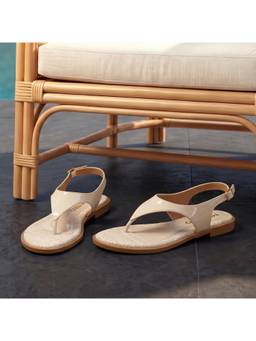 Metro - Women Beige T-Straps Flats