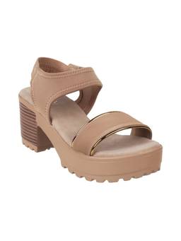 Metro - Women Beige Black Sandal Heels
