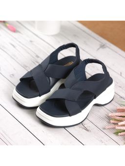 Metro - Women Blue Flatform Sandal Heels