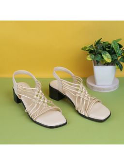 Metro - Women Beige Black Sandal Heels