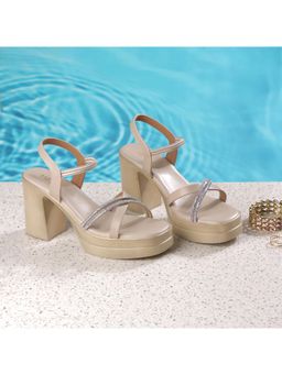 Metro - Women Beige Black Sandal Heels