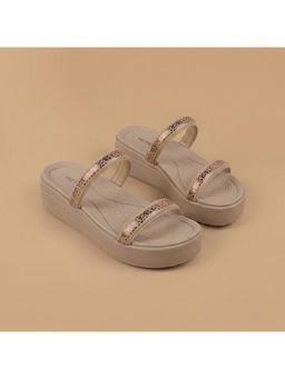 Metro - Women Beige Platform Sandal Heels