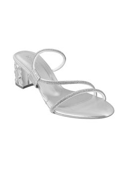 Metro - Women Silver Black Sandal Heels