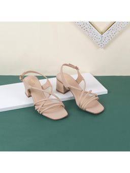 Metro - Women Beige Black Sandal Heels